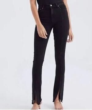 Abercrombie Curve Love High Rise Skinny Jeans Size 28 (6s) Black Split Hem Denim